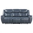 Pemberly Row 2-piece Faux Leather Upholstered Motion Reclining Sofa Set Blue