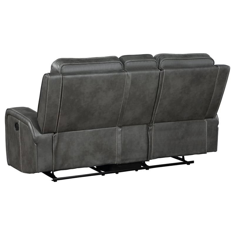 Pemberly Row 2-piece Faux Leather Upholstered Motion Reclining Sofa Set Gray