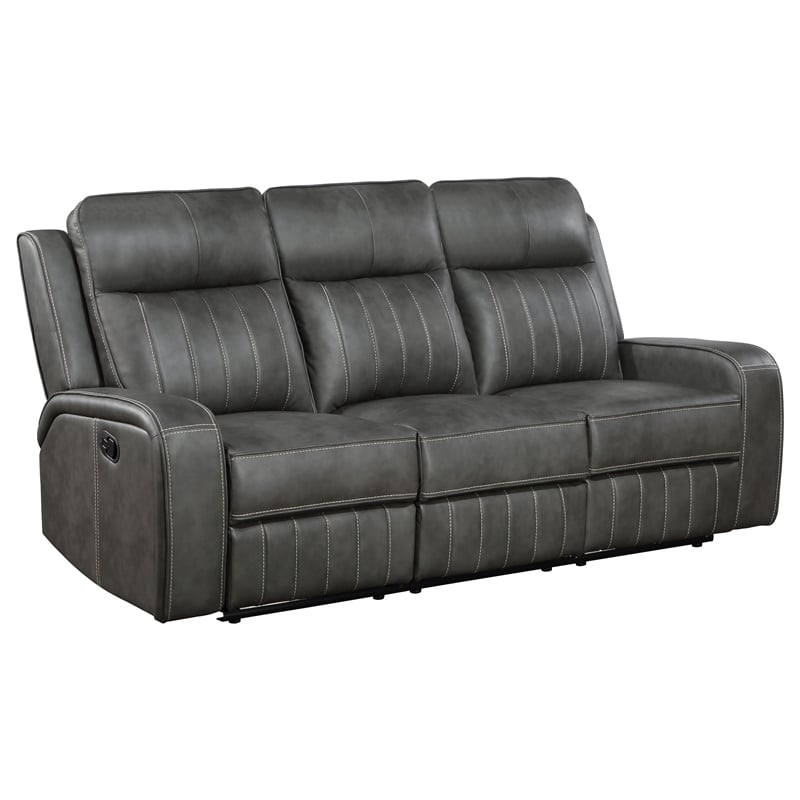 Pemberly Row 2-piece Faux Leather Upholstered Motion Reclining Sofa Set Gray