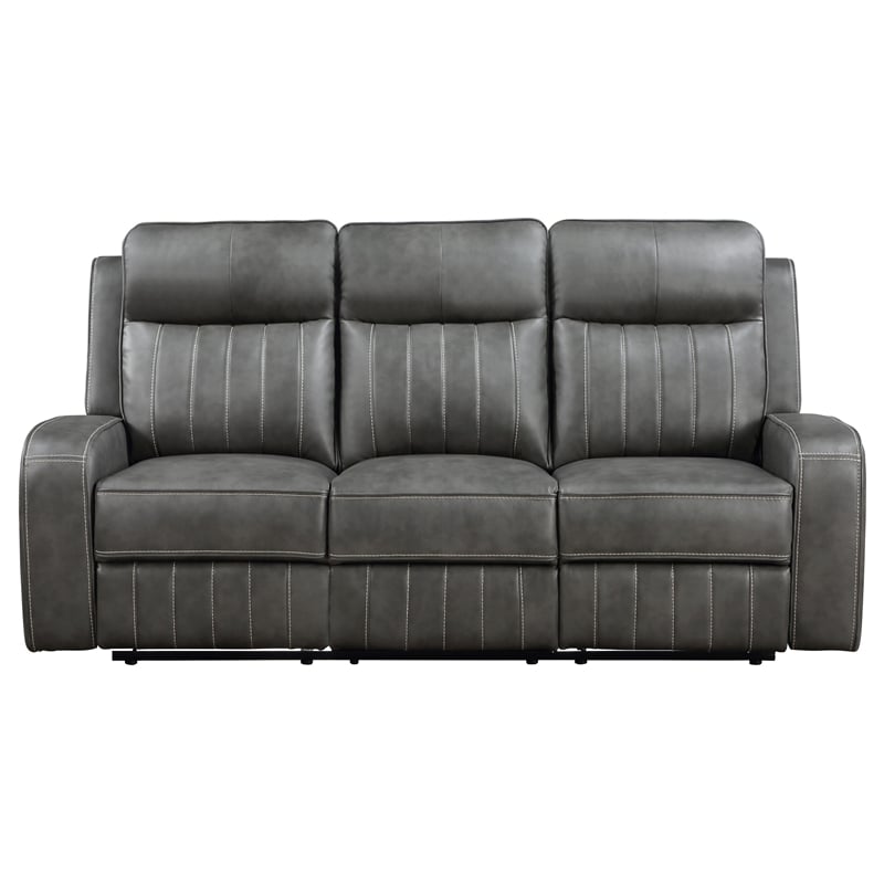Pemberly Row 2-piece Faux Leather Upholstered Motion Reclining Sofa Set Gray