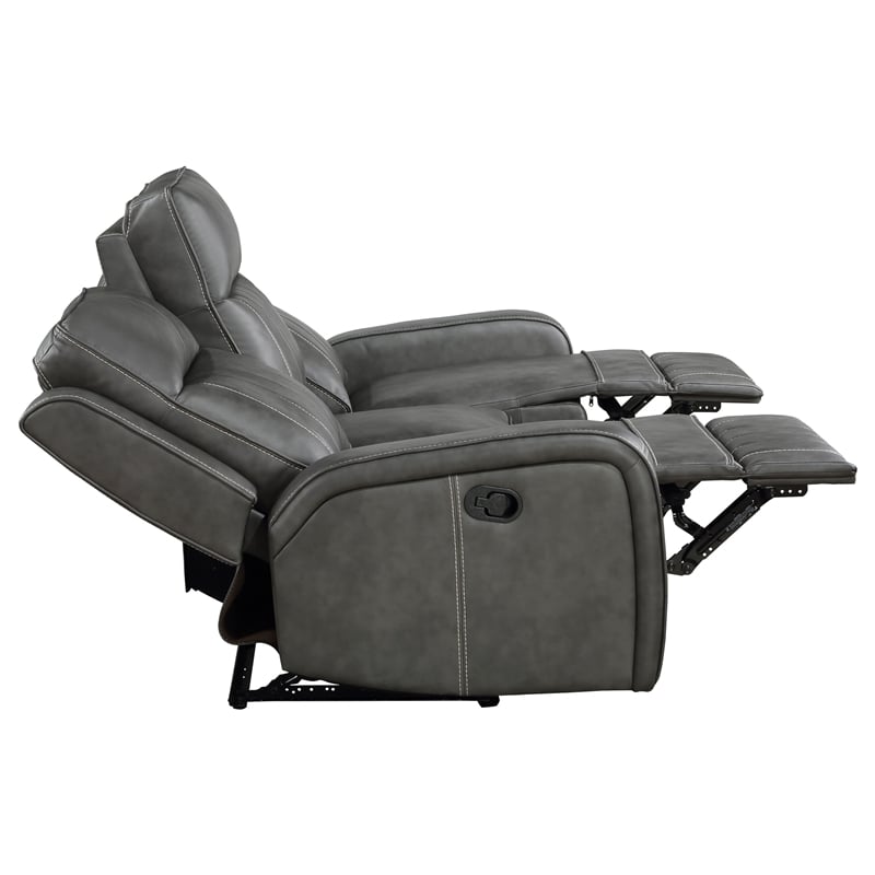 Pemberly Row 2-piece Faux Leather Upholstered Motion Reclining Sofa Set Gray