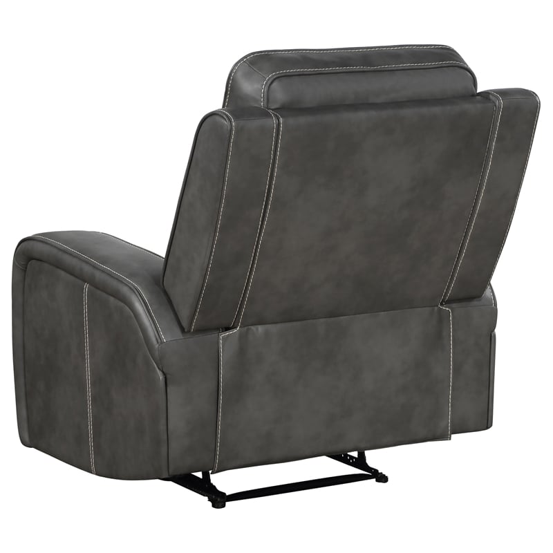 Pemberly Row 3-piece Faux Leather Upholstered Motion Reclining Sofa Set Gray
