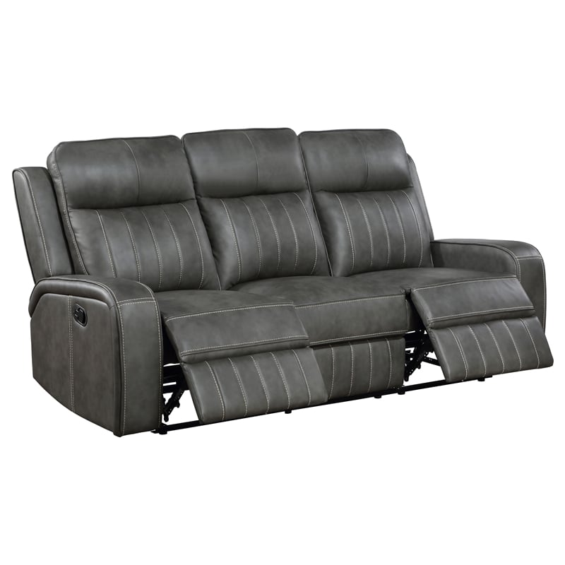 Pemberly Row 3-piece Faux Leather Upholstered Motion Reclining Sofa Set Gray