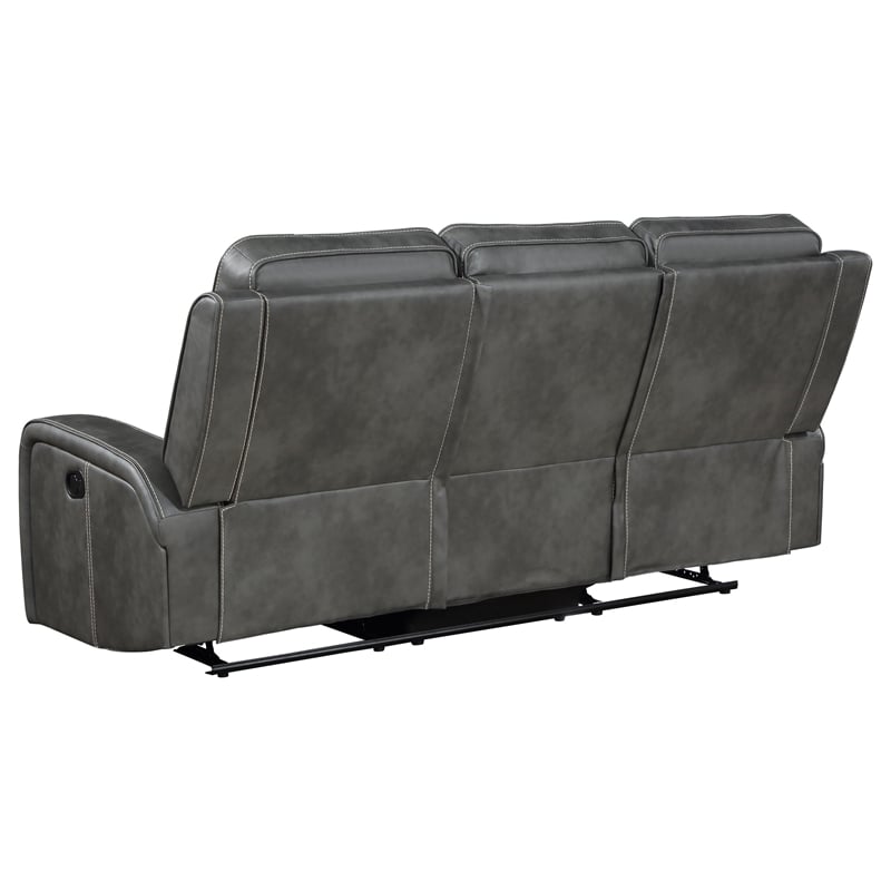 Pemberly Row 3-piece Faux Leather Upholstered Motion Reclining Sofa Set Gray