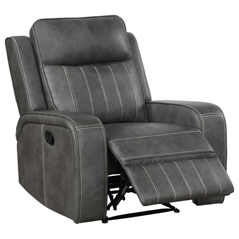 Pemberly Row 3-piece Faux Leather Upholstered Motion Reclining Sofa Set Gray