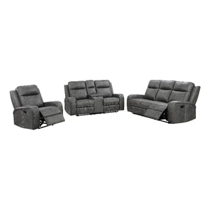 Pemberly Row 3-piece Faux Leather Upholstered Motion Reclining Sofa Set Gray