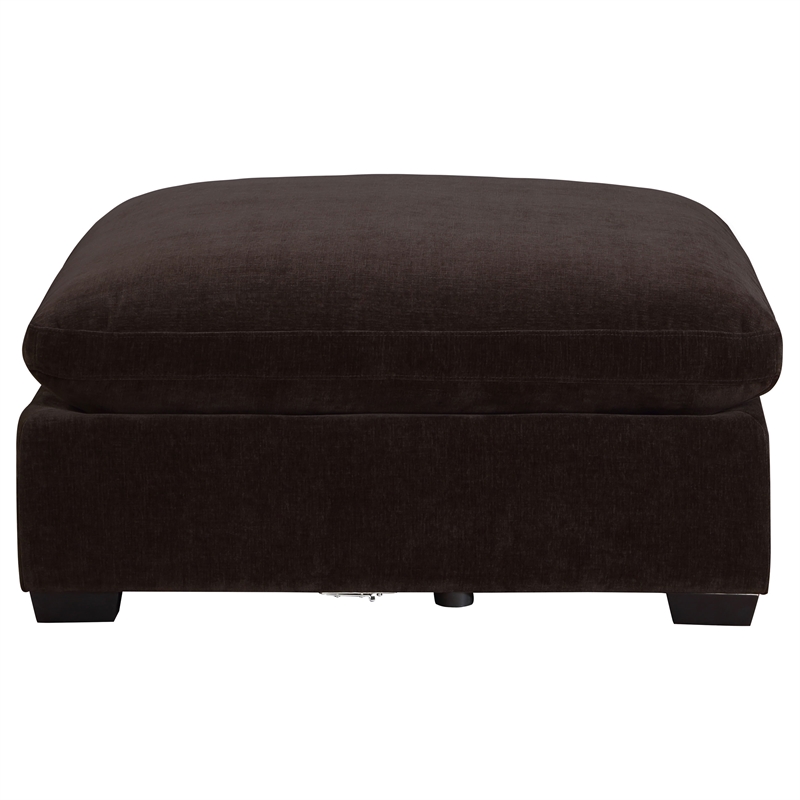 Pemberly Row Modern Fabric Upholstered Ottoman in Dark Chocolate
