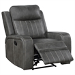 Pemberly Row Modern Faux Leather Upholstered Recliner Chair Gray
