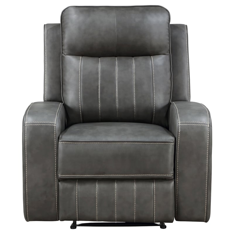 Pemberly Row Modern Faux Leather Upholstered Recliner Chair Gray