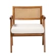 Pemberly Row Cream Boucle Fabric and Walnut Brown Wood Arm Chair