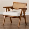 Pemberly Row Cream Boucle Fabric and Walnut Brown Wood Arm Chair