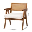 Pemberly Row Cream Boucle Fabric and Walnut Brown Wood Arm Chair