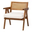 Pemberly Row Cream Boucle Fabric and Walnut Brown Wood Arm Chair