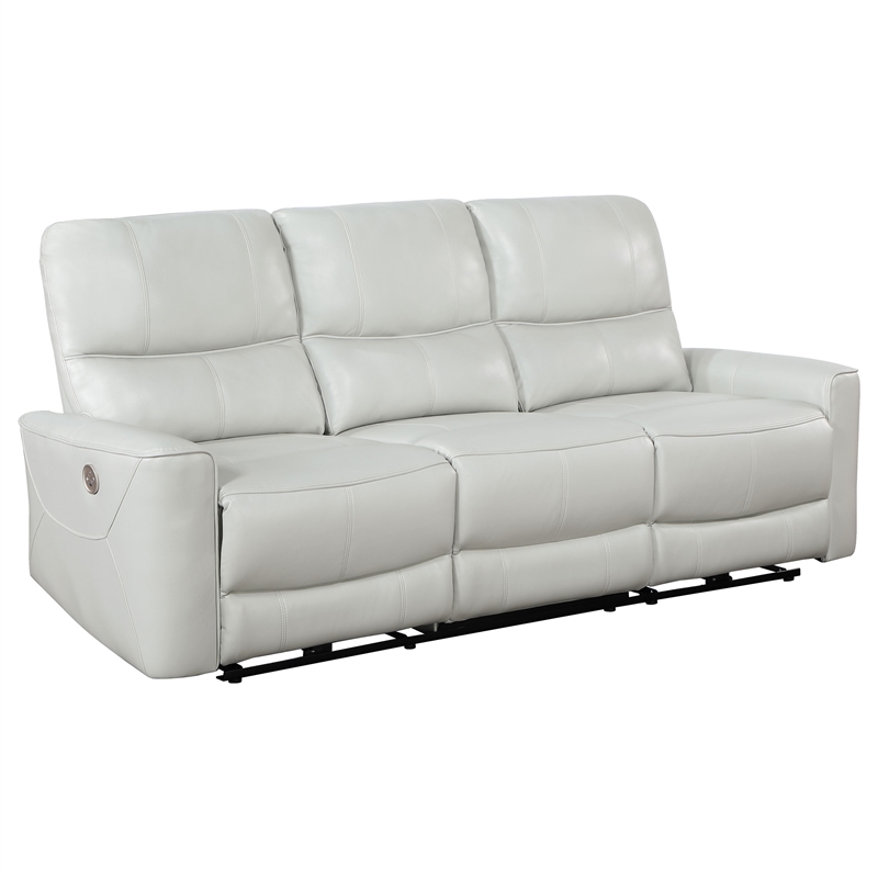 Pemberly Row 2-piece Faux Leather Power Reclining Sofa Set Ivory