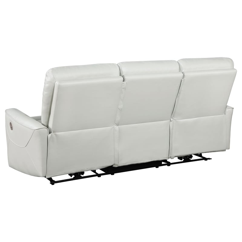 Pemberly Row 2-piece Faux Leather Power Reclining Sofa Set Ivory