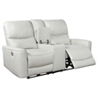 Pemberly Row 2-piece Faux Leather Power Reclining Sofa Set Ivory