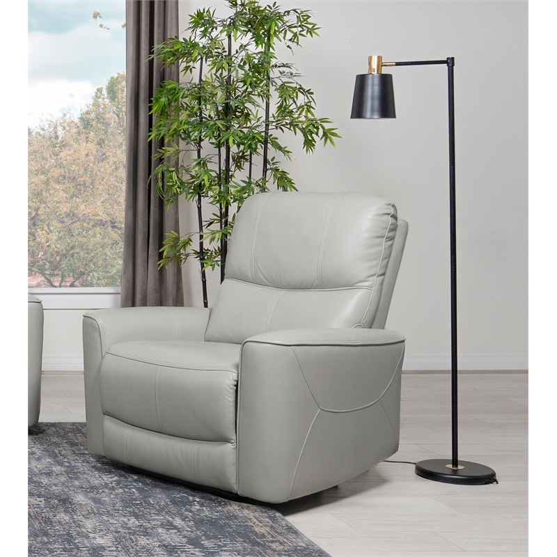 Pemberly Row Faux Leather Upholstered Power Recliner Chair Ivory
