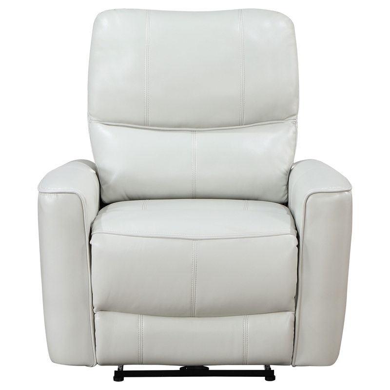 Pemberly Row Faux Leather Upholstered Power Recliner Chair Ivory