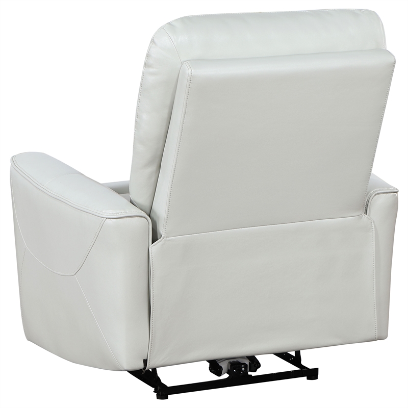 Pemberly Row Faux Leather Upholstered Power Recliner Chair Ivory
