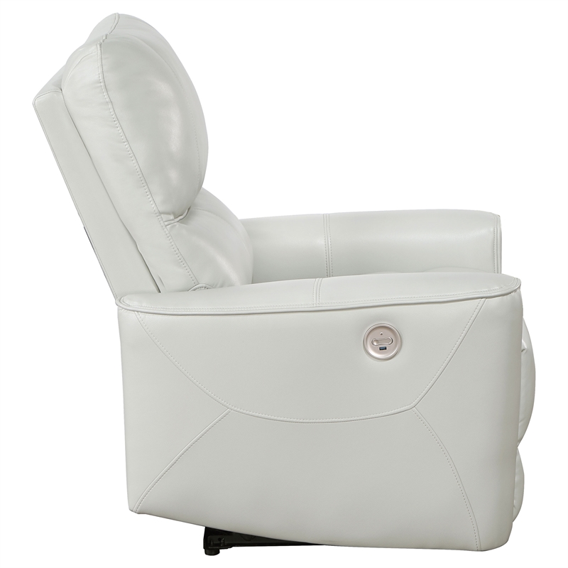 Pemberly Row Faux Leather Upholstered Power Recliner Chair Ivory