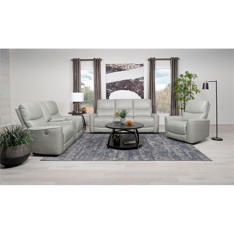 Pemberly Row 3-piece Faux Leather Power Reclining Sofa Set Ivory