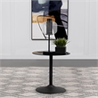 Pemberly Row Round Metal End Table with Tempered Glass Top Black