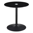 Pemberly Row Round Metal End Table with Tempered Glass Top Black