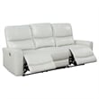 Pemberly Row Faux Leather Upholstered Power Reclining Sofa Ivory