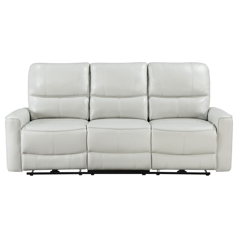 Pemberly Row Faux Leather Upholstered Power Reclining Sofa Ivory