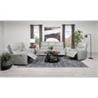 Pemberly Row Faux Leather Upholstered Power Reclining Sofa Ivory