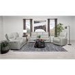 Pemberly Row Faux Leather Upholstered Power Reclining Sofa Ivory