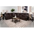 Pemberly Row Faux Leather Power Reclining Sectional Sofa Dark Brown