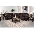 Pemberly Row Faux Leather Power Reclining Sectional Sofa Dark Brown