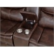 Pemberly Row Faux Leather Power Reclining Sectional Sofa Dark Brown