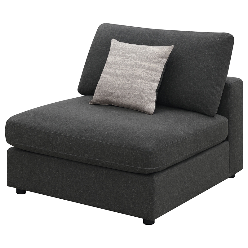 Pemberly Row Transitional Fabric Upholstered Armless Chair Charcoal