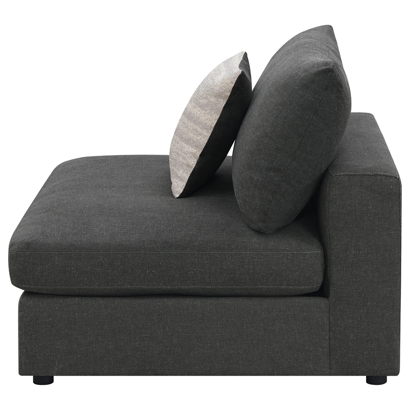 Pemberly Row Transitional Fabric Upholstered Armless Chair Charcoal