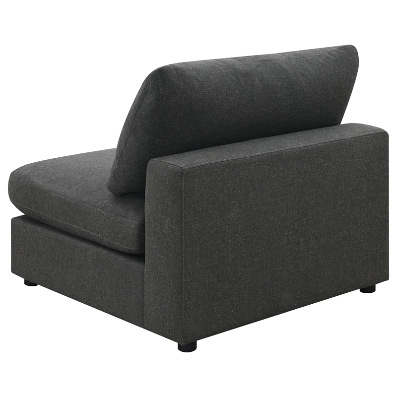 Pemberly Row Transitional Fabric Upholstered Armless Chair Charcoal