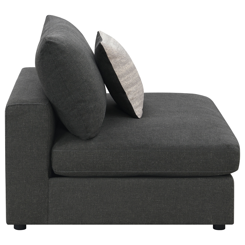 Pemberly Row Transitional Fabric Upholstered Armless Chair Charcoal