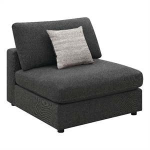 Pemberly Row Transitional Fabric Upholstered Armless Chair Charcoal