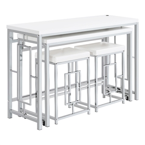 Pemberly Row 4-piece Wood Counter Height Table Set White and Chrome