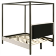 Pemberly Row Fabric Upholstered Queen Canopy Bed Vanilla and Bronze