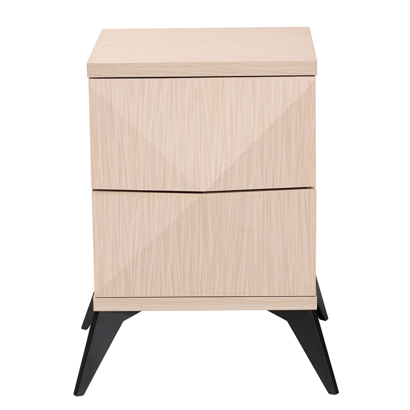 Pemberly Row Two-Tone Light Brown and Black Wood 2-Drawer Nightstand