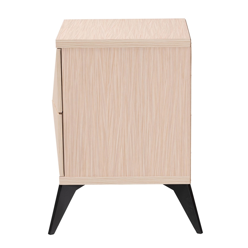 Pemberly Row Two-Tone Light Brown and Black Wood 2-Drawer Nightstand