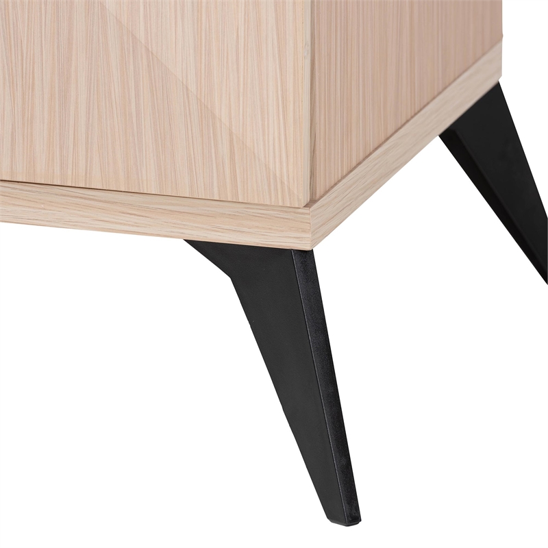Pemberly Row Two-Tone Light Brown and Black Wood 2-Drawer Nightstand