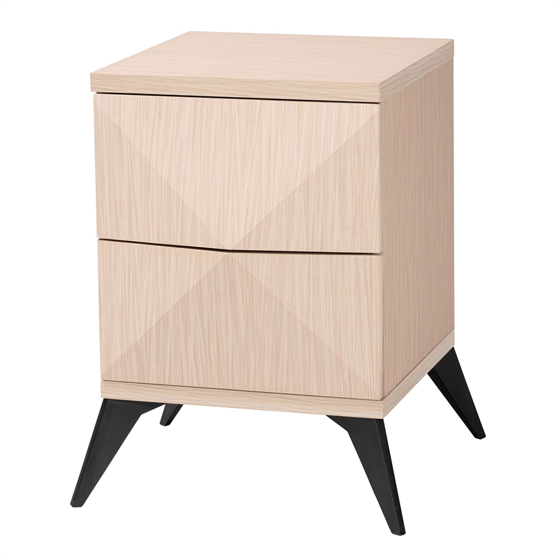 Pemberly Row Two-Tone Light Brown and Black Wood 2-Drawer Nightstand