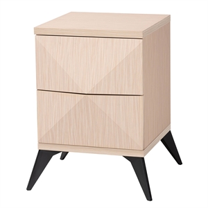 Pemberly Row Two-Tone Light Brown and Black Wood 2-Drawer Nightstand