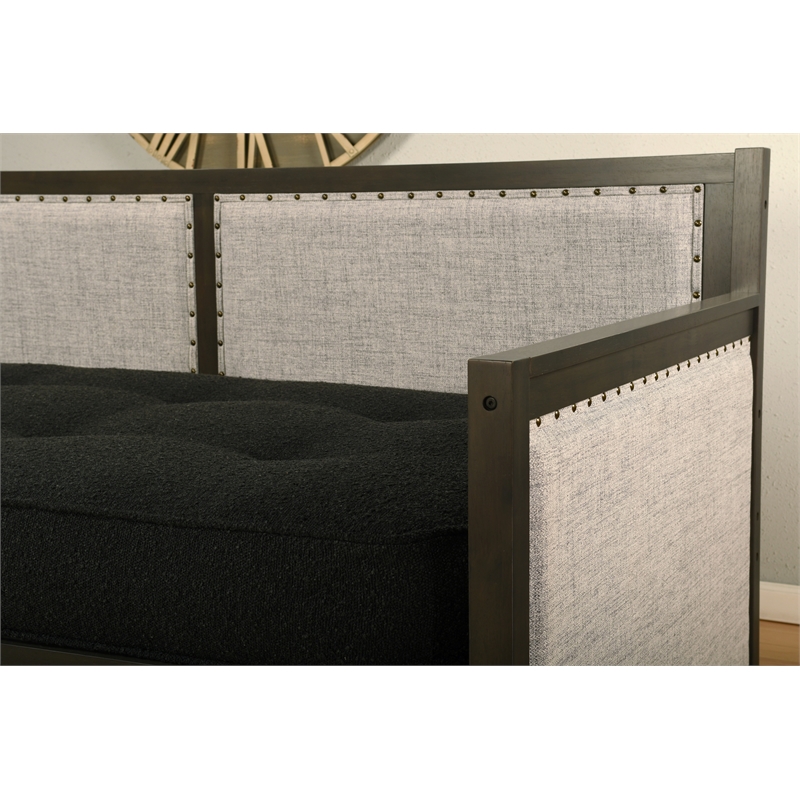 Pemberly Row Wood Daybed in Graystone Finish includes Black Mattress