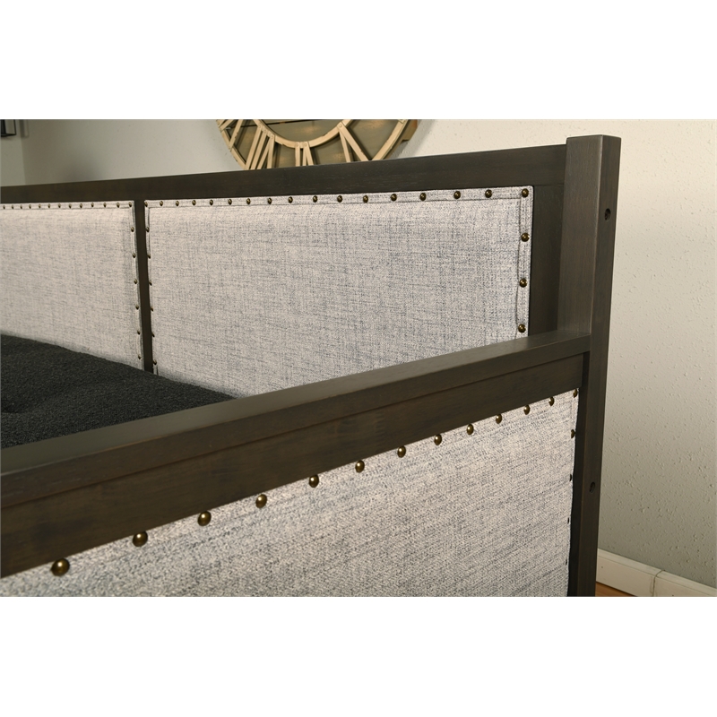 Pemberly Row Wood Daybed in Graystone Finish includes Black Mattress