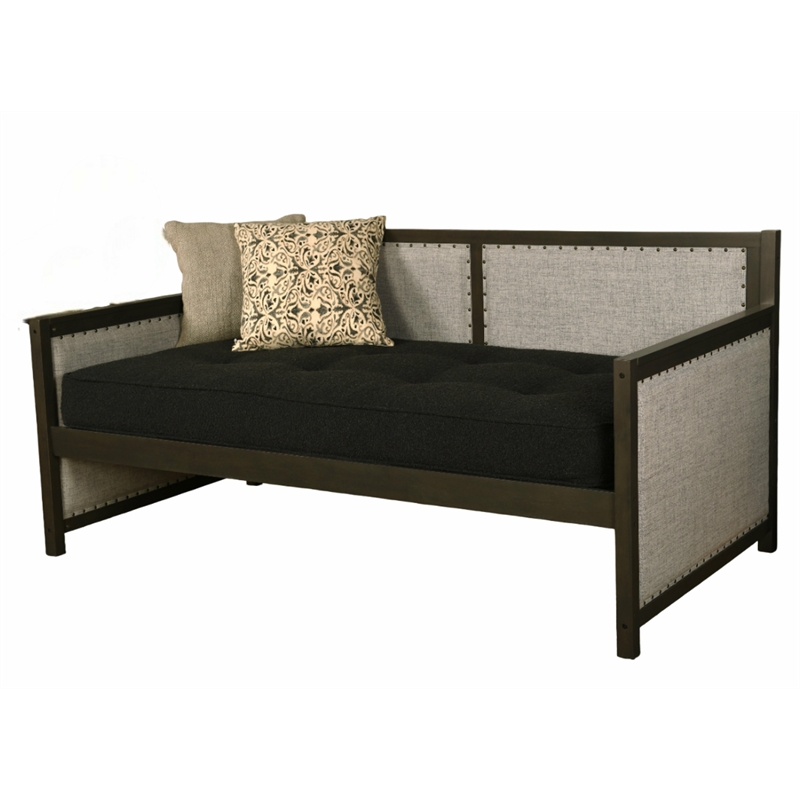 Pemberly Row Wood Daybed in Graystone Finish includes Black Mattress