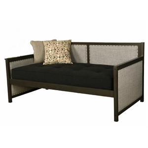 Pemberly Row Wood Daybed in Graystone Finish includes Black Mattress